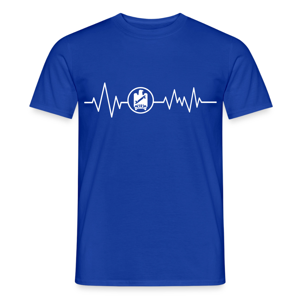 Unisex Männer T-Shirt mit KFZ-Mechaniker-Herzschlag-Design von Spreadconnect, bequemes T-Shirt aus weichem Stoff.