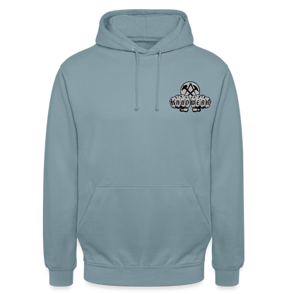 Unisex Hoodie "Dachdecker" beidseitig bedruckt Nebelblau Unisex Hoodie