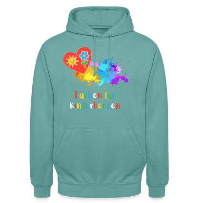 Unisex Hoodie "Kinderherzen" Pastelltürkis Unisex Hoodie