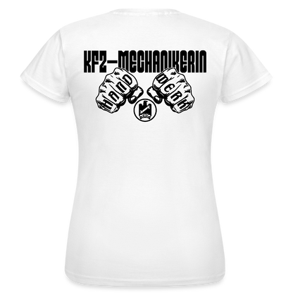 Frauen T-Shirt "KFZ-Mechanikerin" (beidseitig bedruckt) Weiß Frauen T-Shirt