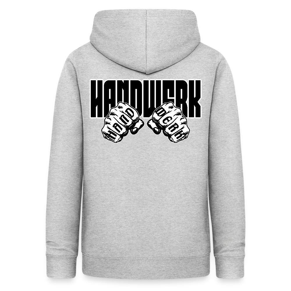 Frauen Hoodie "Handwerk" (beidseitig beruckt) Hellgrau meliert Frauen Hoodie