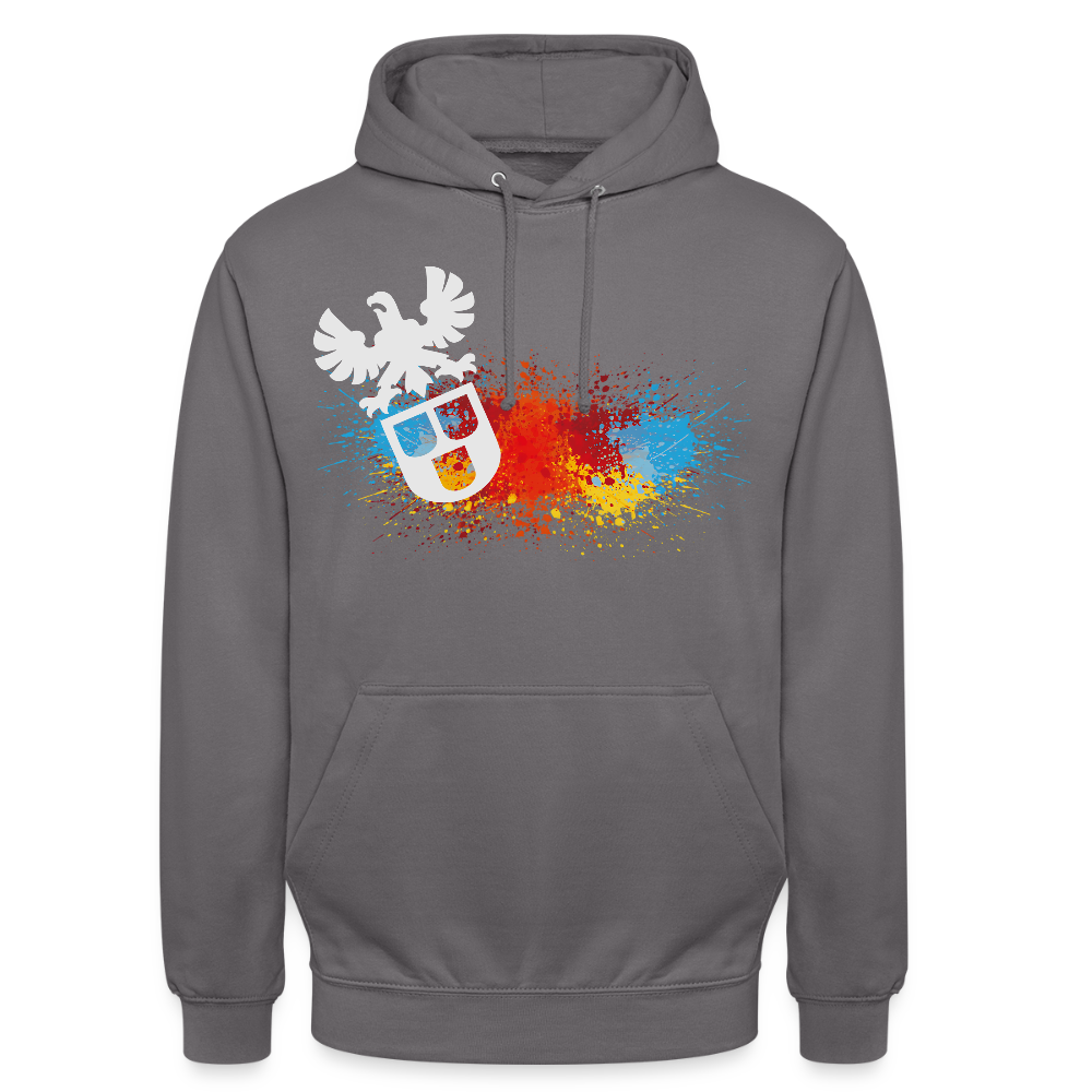 Unisex Hoodie "Maler-Splash" Mittelgrau Unisex Hoodie