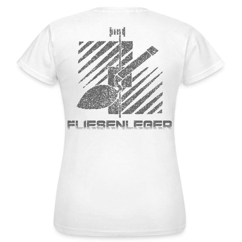 Frauen T-Shirt "Fliesenleger" (hinten bedruckt) Weiß Frauen T-Shirt