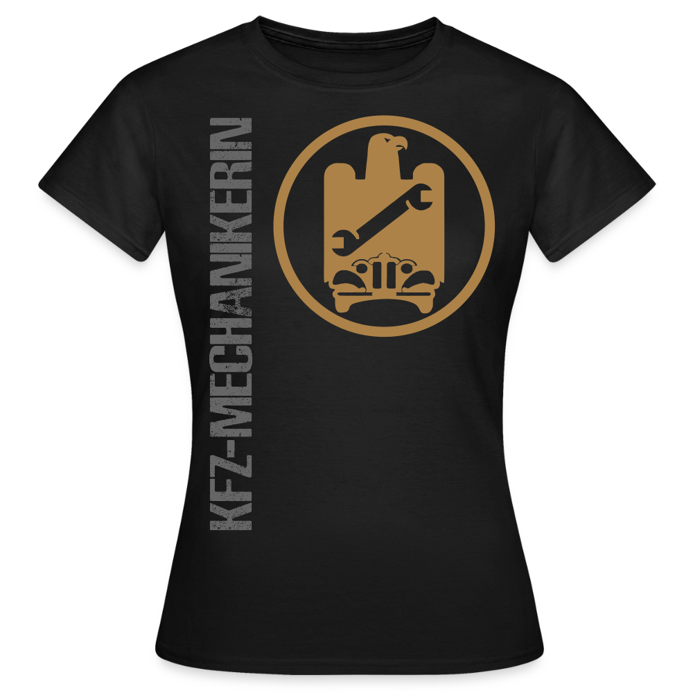 Frauen T-Shirt "KFZ-Mechanikerin" von Spreadconnect, schwarzes Shirt mit Mechanikerin-Print, perfekt für modebewusste Frauen
