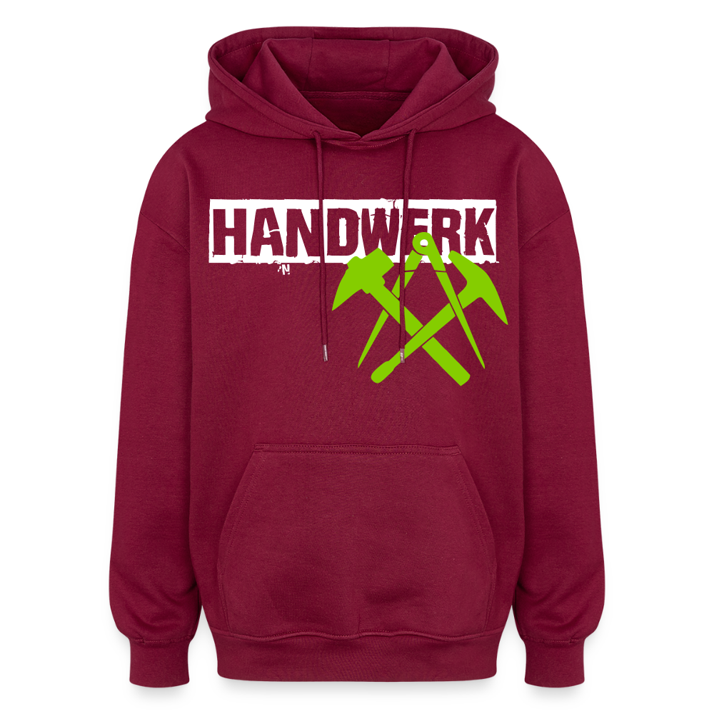 Oversized Unisex Hoodie "Dachdecker" Burgunderrot Oversized Unisex Hoodie