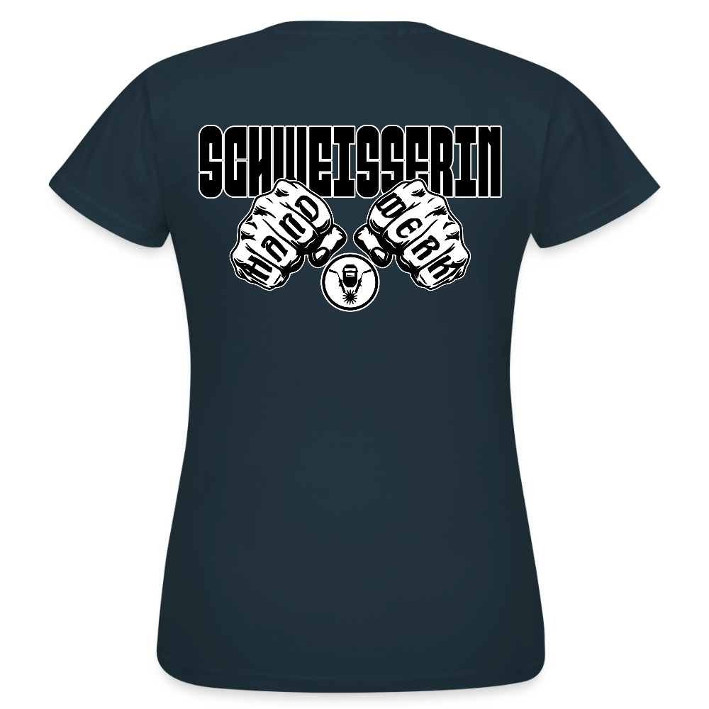 Frauen T-Shirt "Schweisserin" (beidseitig bedruckt) Navy Frauen T-Shirt
