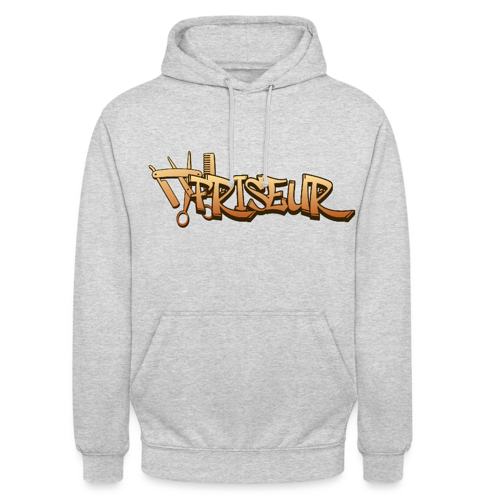 Unisex Hoodie "Friseur" Hellgrau meliert Unisex Hoodie