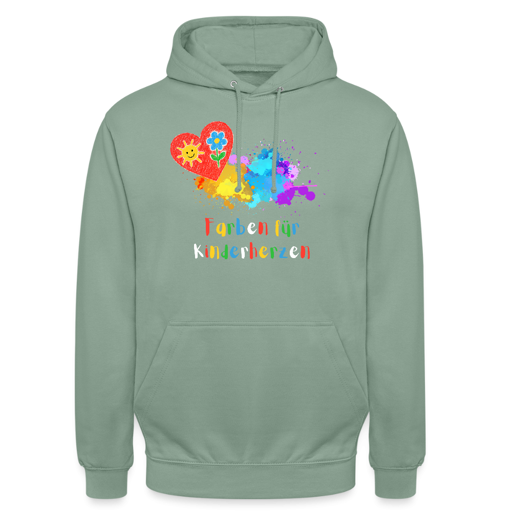 Unisex Hoodie "Farben für Kinderherzen" Graugrün Unisex Hoodie