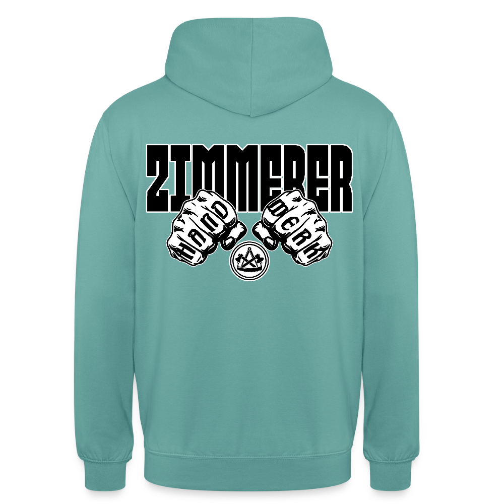 Unisex Hoodie "Zimmerer" (beidseitig bedruckt) Pastelltürkis Unisex Hoodie