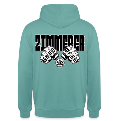 Unisex Hoodie "Zimmerer" (beidseitig bedruckt) Pastelltürkis Unisex Hoodie