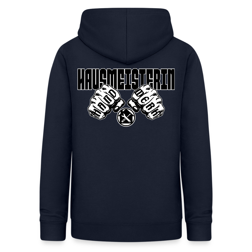 Frauen Hoodie "Hausmeisterin" (beidseitig beruckt) Navy Frauen Hoodie