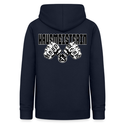 Frauen Hoodie "Hausmeisterin" (beidseitig beruckt) Navy Frauen Hoodie