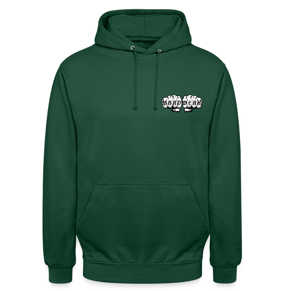 Unisex Hoodie "Klimatechniker" (beidseitig bedruckt) - Flaschengrün