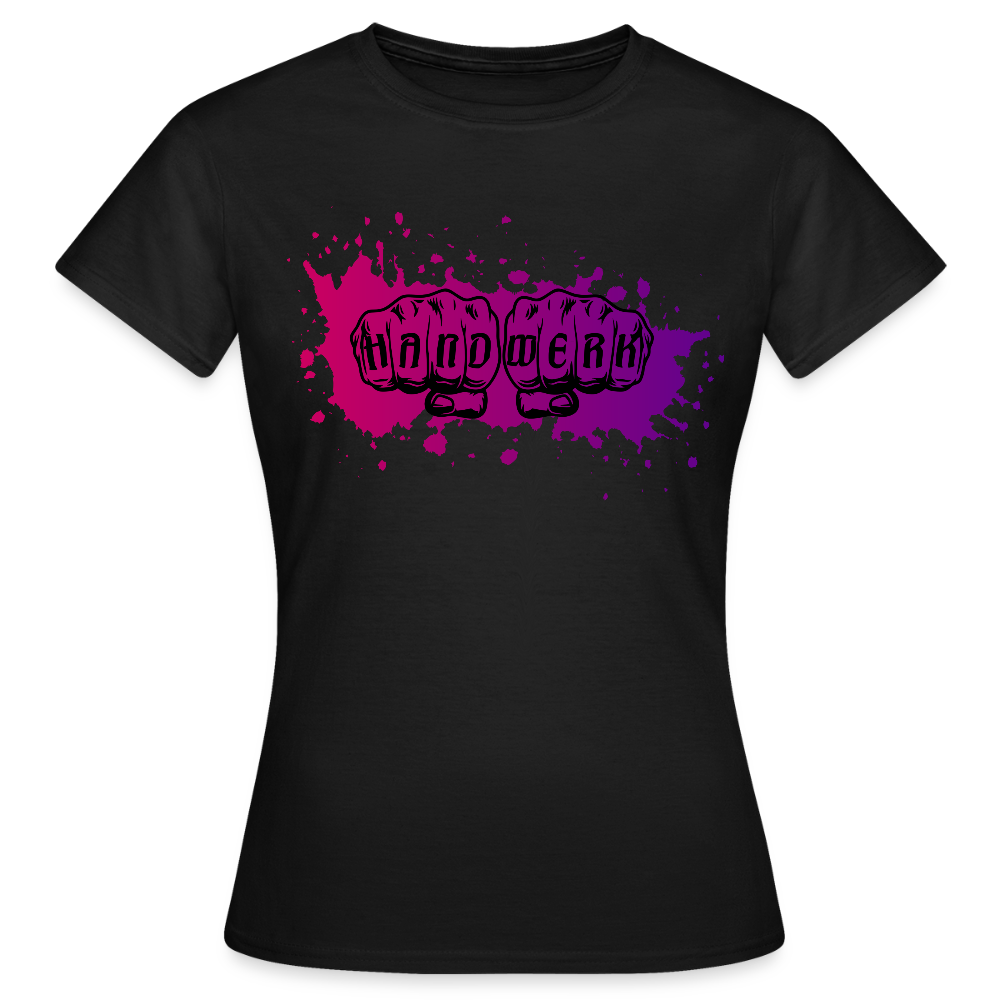 Frauen T-Shirt "Splash-Violett" Schwarz Frauen T-Shirt
