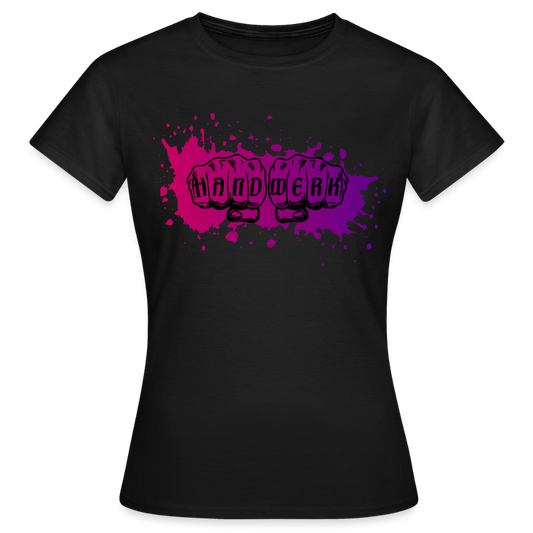 Frauen T-Shirt "Splash-Violett" - Schwarz