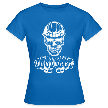 Frauen T-Shirt "Skull-Helm-Handwerk" Royalblau Frauen T-Shirt