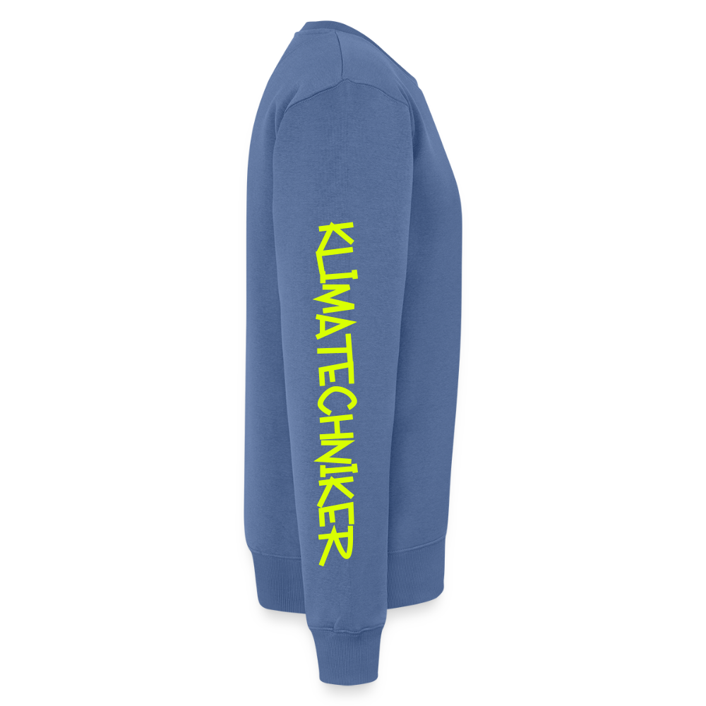 Unisex Premium Pullover "Klimatechniker" neongelb - Taubenblau