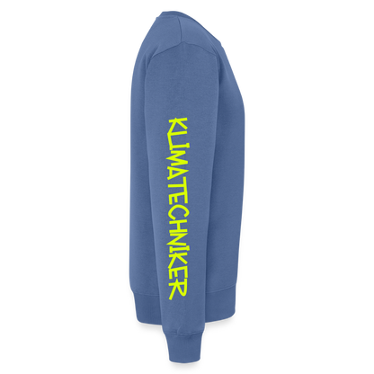 Unisex Premium Pullover "Klimatechniker" neongelb - Taubenblau