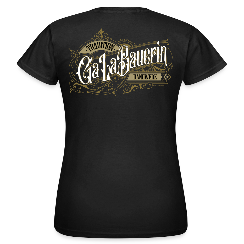 Damen T-Shirt "GaLaBauerin" von Spreadconnect mit nostalgischem Druck auf weißem Stoff, entspannter Passform und kurzer Ärmel.