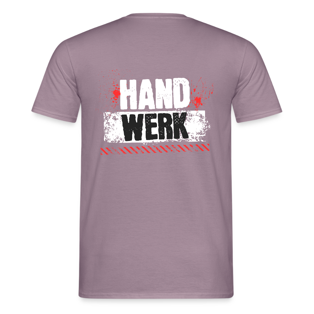 Unisex T-Shirt "Handwerk" (hinten bedruckt) Lilagrau Männer T-Shirt
