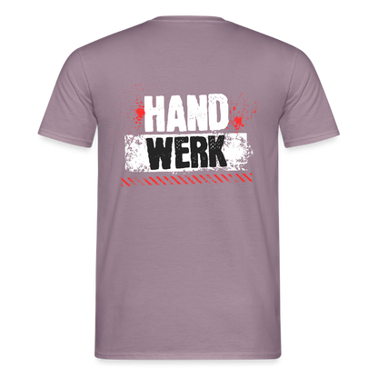 Unisex T-Shirt "Handwerk" (hinten bedruckt) Lilagrau Männer T-Shirt