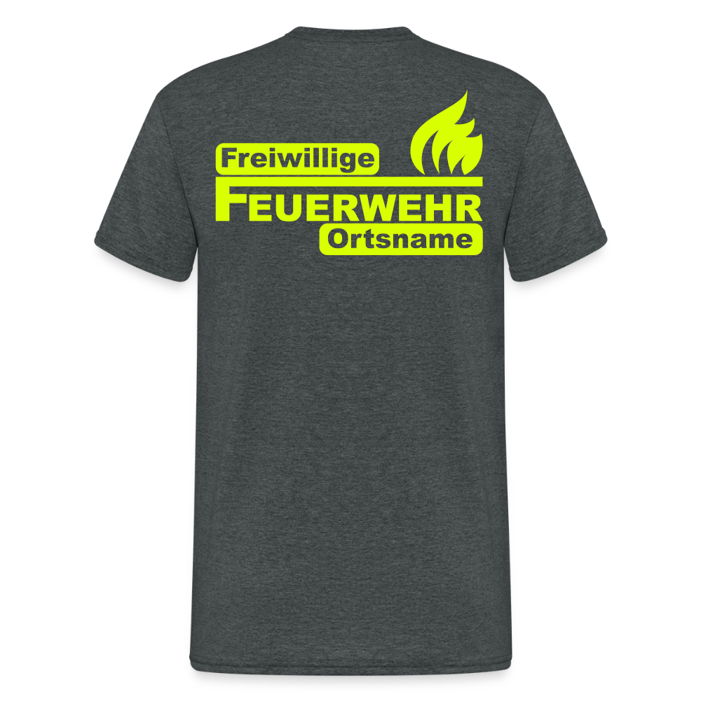Unisex T-Shirt "Feuerwehr 1" beidseitig bedruckt - Dunkelgrau meliert