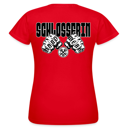 Frauen T-Shirt "Schlosserin" (beidseitig bedruckt) Rot Frauen T-Shirt
