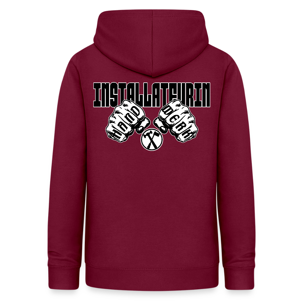 Frauen Hoodie "Installateurin" (beidseitig beruckt) Bordeaux Frauen Hoodie