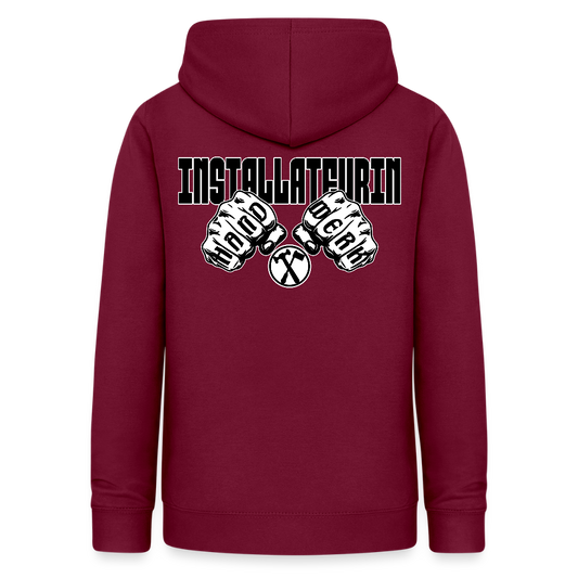 Frauen Hoodie "Installateurin" (beidseitig beruckt) - Bordeaux
