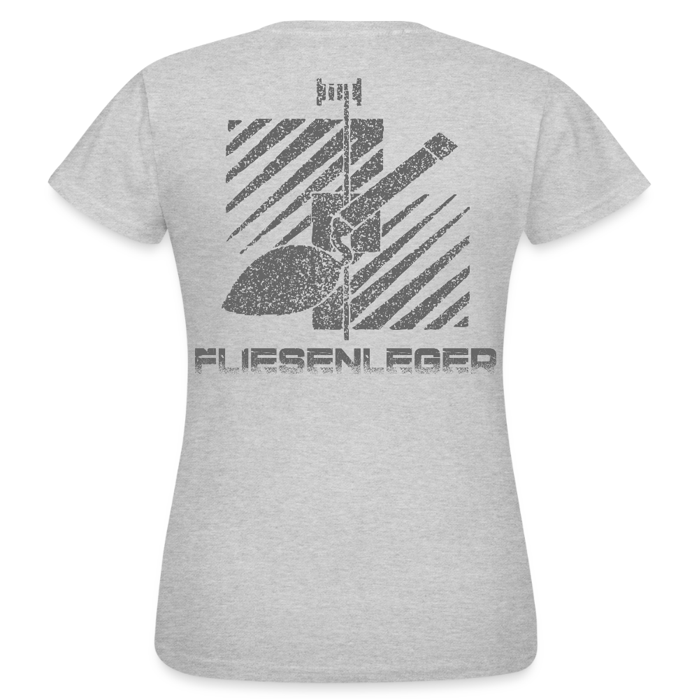 Frauen T-Shirt "Fliesenleger" (hinten bedruckt) Grau meliert Frauen T-Shirt