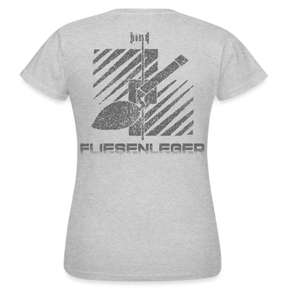 Frauen T-Shirt "Fliesenleger" (hinten bedruckt) Grau meliert Frauen T-Shirt