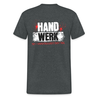 Unisex T-Shirt "Handwerk" (hinten bedruckt) Dunkelgrau meliert Männer Gildan Heavy T-Shirt