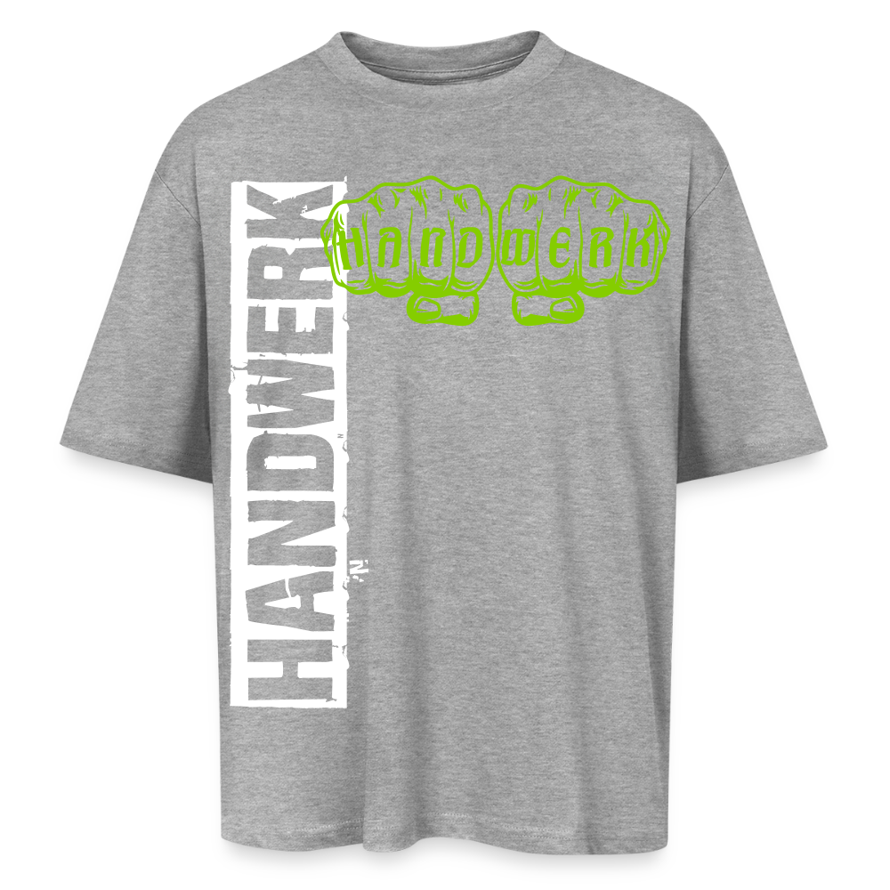 Oversized Unisex T-Shirt "Handwerk" Grau meliert Oversized Unisex T-Shirt