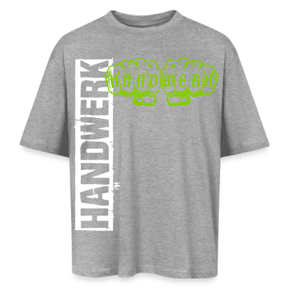Oversized Unisex T-Shirt "Handwerk" Grau meliert Oversized Unisex T-Shirt