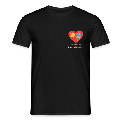 Unisex T-Shirt "Farben für Kinderherzen" (beidseitig bedruckt) Schwarz Männer T-Shirt