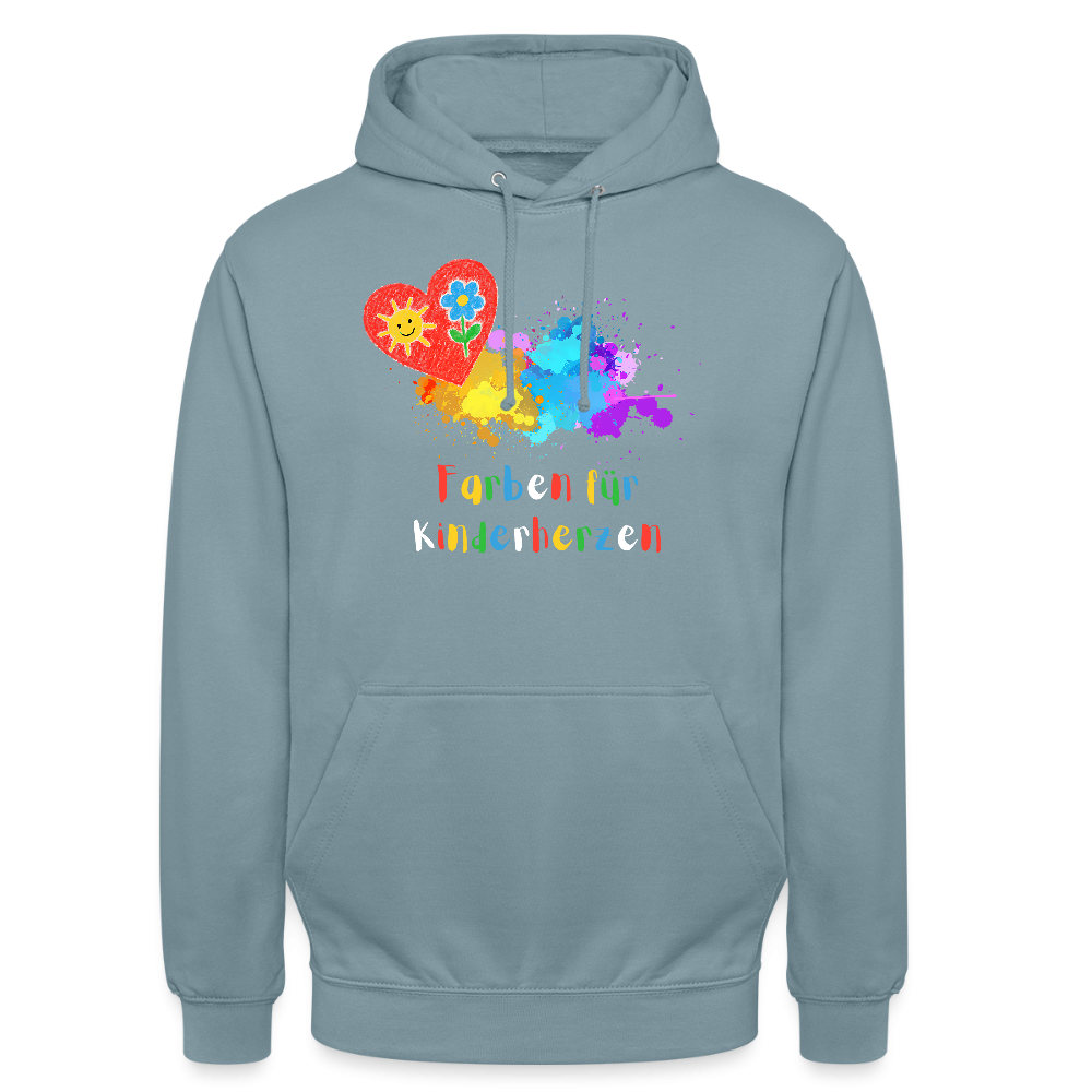Unisex Hoodie "Farben für Kinderherzen" Nebelblau Unisex Hoodie