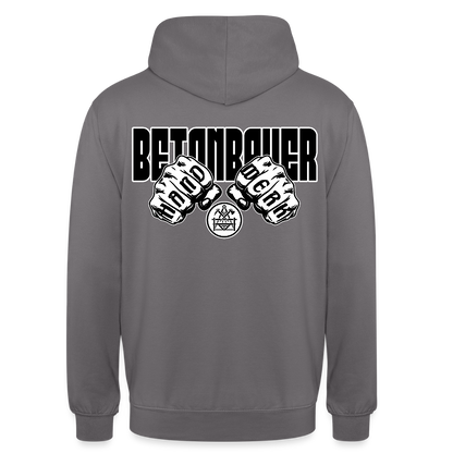 Unisex Hoodie "Betonbauer" (beidseitig bedruckt) - Mittelgrau