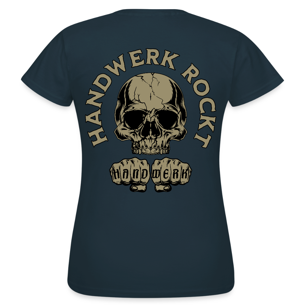 Frauen T-Shirt "Handwerk-Rockt" (beidseitig bedruckt) - Navy