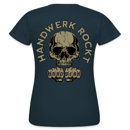 Frauen T-Shirt "Handwerk-Rockt" (beidseitig bedruckt) - Navy