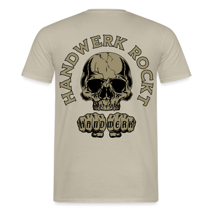 Unisex T-Shirt "Handwerk-Rockt" (beidseitig bedruckt) - Sandbeige