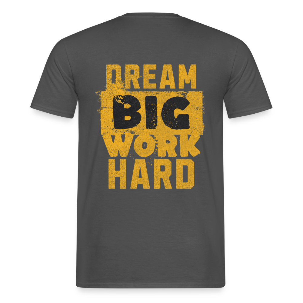 Unisex Spreadconnect T-Shirt "Work Hard" in grau, aus Baumwolle, mit motivierendem Druck, angenehmer Passform, für Männer.