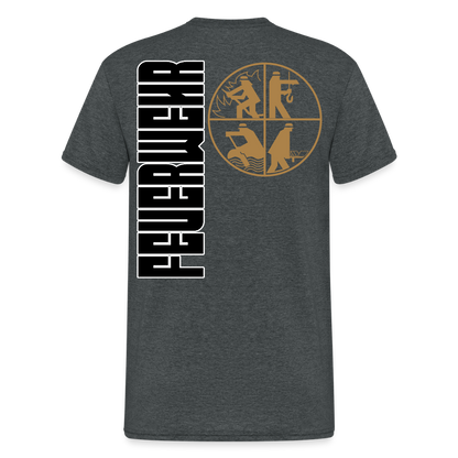 Unisex T-Shirt "Feuerwehr 5" beidseitig bedruckt - Dunkelgrau meliert