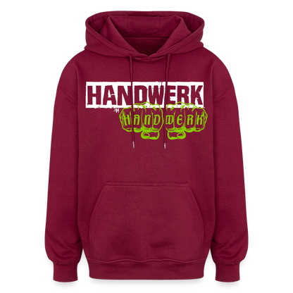 Oversized Unisex Hoodie "Handwerk" Burgunderrot Oversized Unisex Hoodie