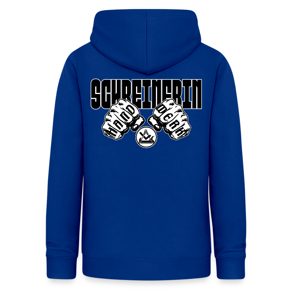 Frauen Hoodie "Schreinerin" (beidseitig beruckt) Royalblau Frauen Hoodie