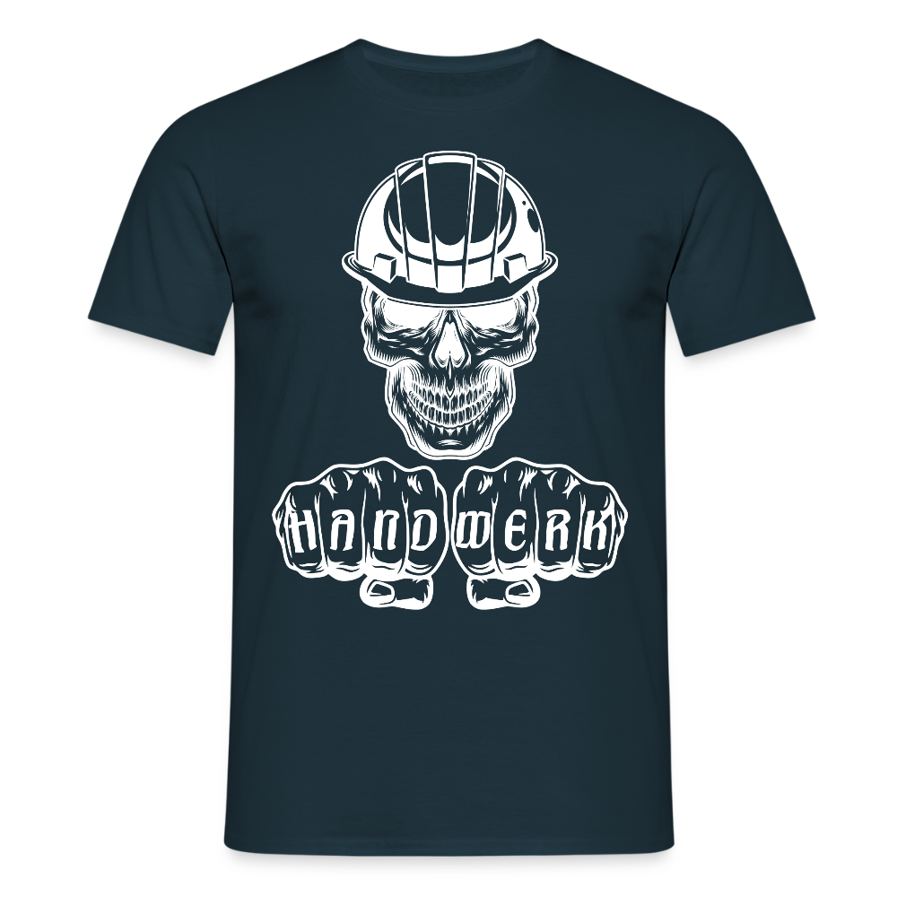 Unisex T-Shirt "Skull-Helm-Handwerk" Navy Männer T-Shirt