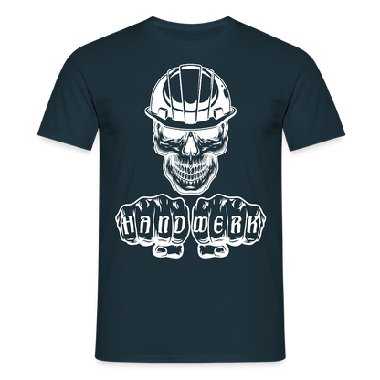 Unisex T-Shirt "Skull-Helm-Handwerk" Navy Männer T-Shirt