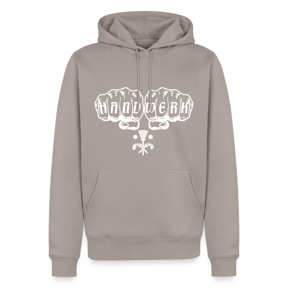 Herren Premium Hoodie "Schornsteinfeger" von Spreadconnect, grauer Pullover mit Kapuze und Print, bequem und stylisch für Männer.