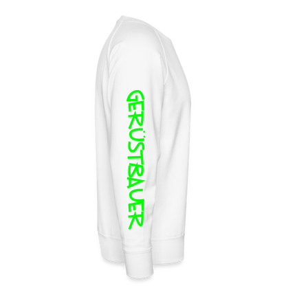 Unisex Premium Pullover "Gerüstbauer" neongrün - Weiß