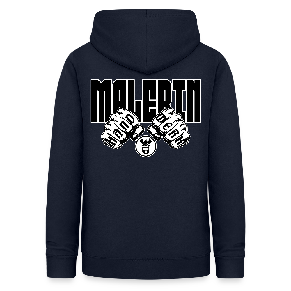 Frauen Hoodie "Malerin" (beidseitig beruckt) Navy Frauen Hoodie