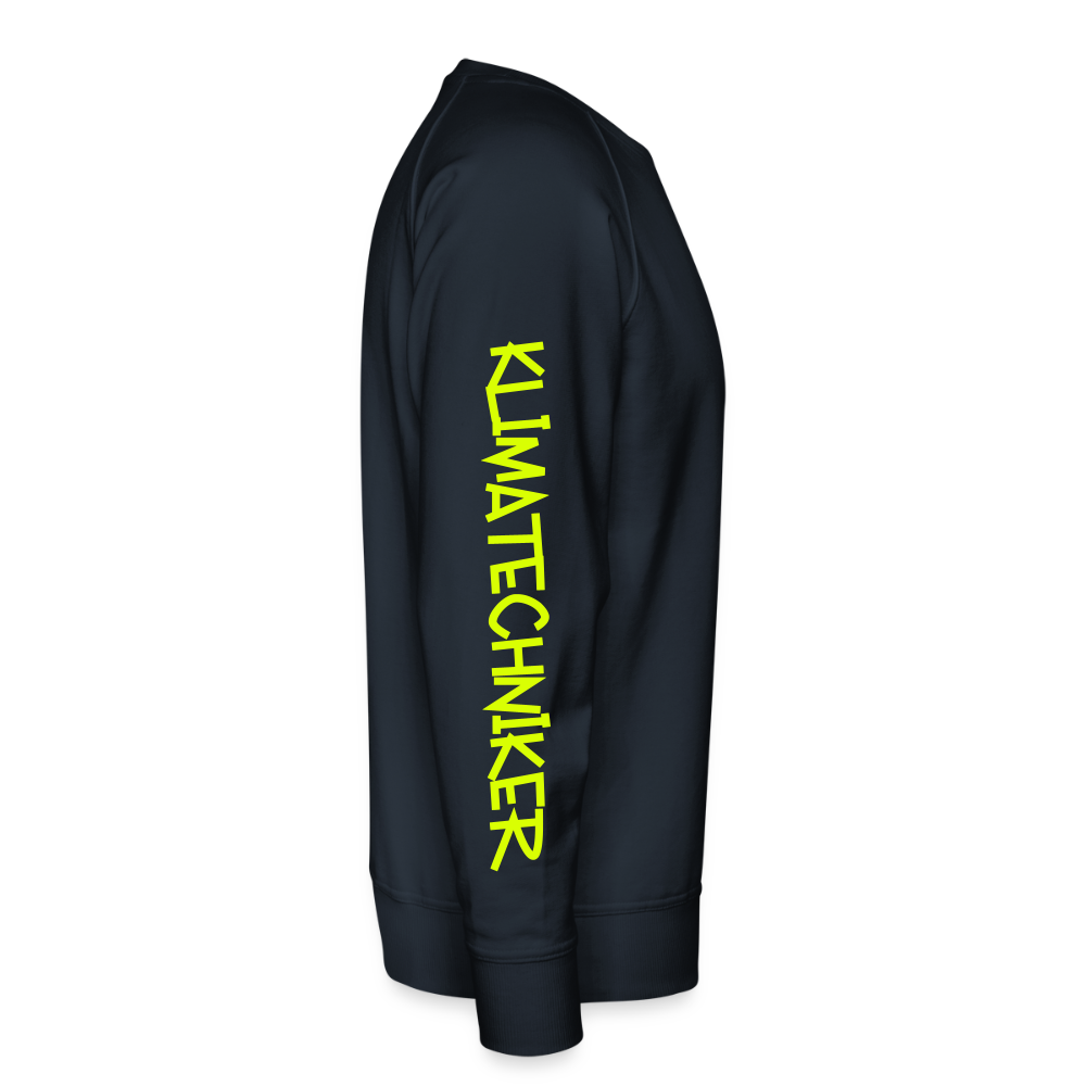 Unisex Premium Pullover "Klimatechniker" neongelb - Navy